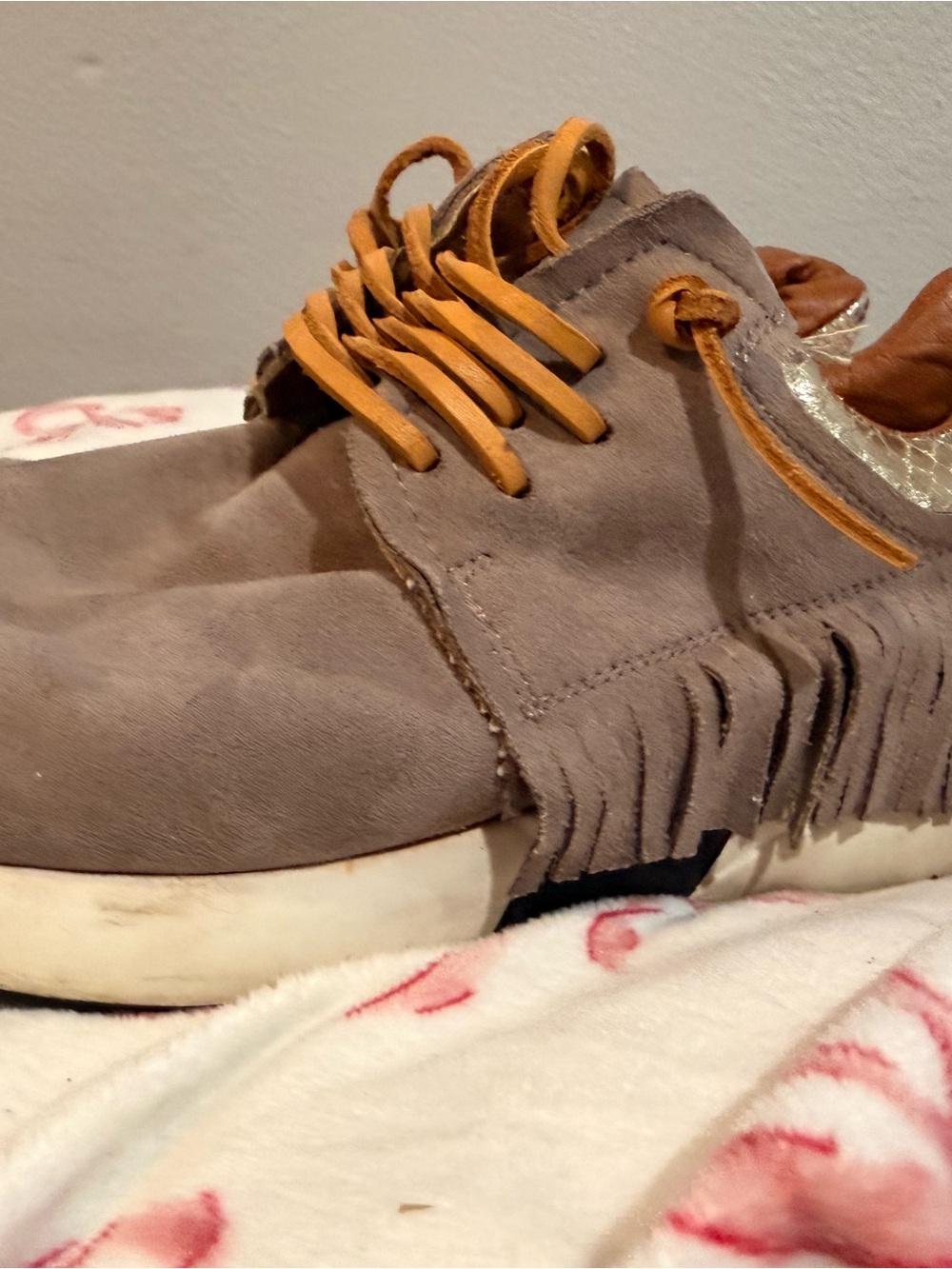 ShuShop Taupe Suede Sneakers with Tan Laces